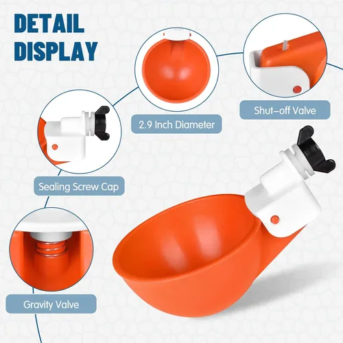 Miniatura 2 de Paquete de 8 tazas grandes automáticas para bebedero de pollo, alimentador de agua para pollo, kit de alimentador de agua para aves de corral