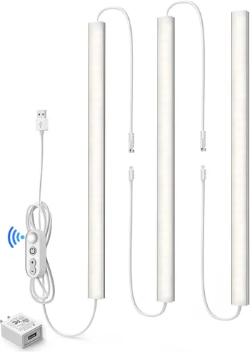 Miniatura 7 de Iluminación debajo del gabinete enchufable, luces debajo del mostrador regulables para cocina, 3 piezas de 12 pulgadas, tira de luz LED USB blanco