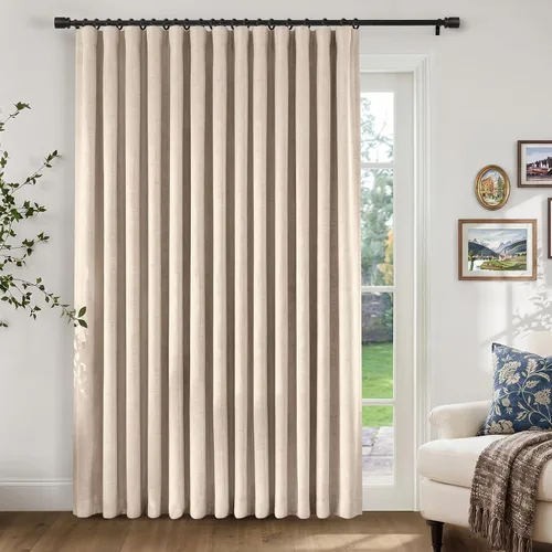 Miniatura 37 de INOVADAY Cortinas térmicas para puerta corredera 100% opacas para dormitorio, cortinas de puerta corrediza de vidrio extra anchas para patio, lino