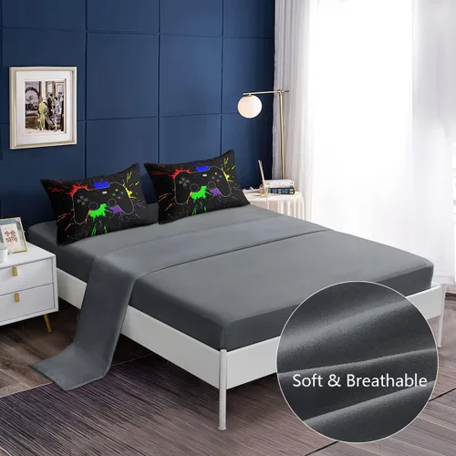 Miniatura 3 de lris Bedding Juego de Edredón Gamer para Niños Tamaño Individual para Ropa de Cama, Juego de Ropa de Cama de 5 Piezas en una Bolsa, Juego de Cama