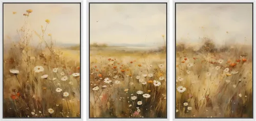Miniatura 148 de SIGNWIN Impresión en Lienzo Enmarcado Arte de Pared Rosa Blanca Suave Floral Flores Delicadas en Floración Ilustraciones Modernas Bohemias Escénicas