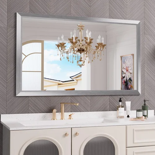 Miniatura 9 de Amorho Espejo de Baño Negro, Espejos de Pared de 24x30 Pulgadas con Marco de Metal Grueso para Sobre el Fregadero, Dormitorio, Sala de Estar