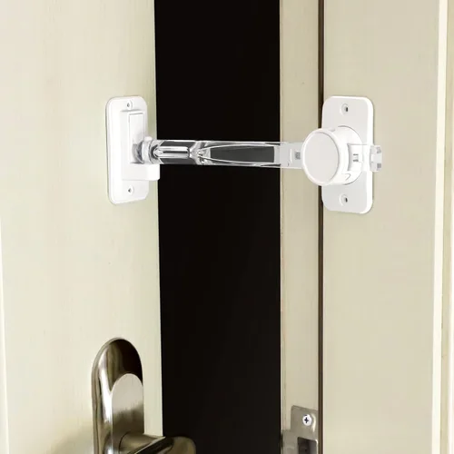 CLYMENE Pestillo y tapón para puerta de gato, cerradura de puerta ajustable a prueba de niños y protector de pellizcos, deja que los gatos entren y
