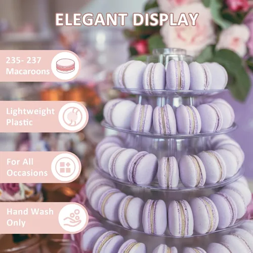 Miniatura 2 de Soporte redondo de 3 niveles para cupcakes, soporte de torre de acrílico para pasteles, estante de exhibición de macarons, galletas, dulces, bufé