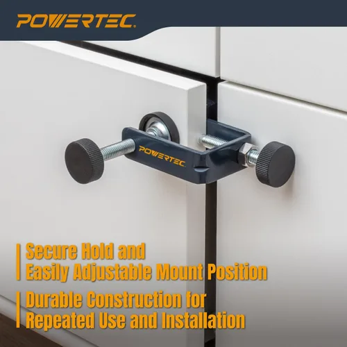 Miniatura 2 de POWERTEC Abrazaderas de instalación frontal para cajón, juego de abrazaderas ajustables para gabinete, herramienta de montaje y alineación rápida