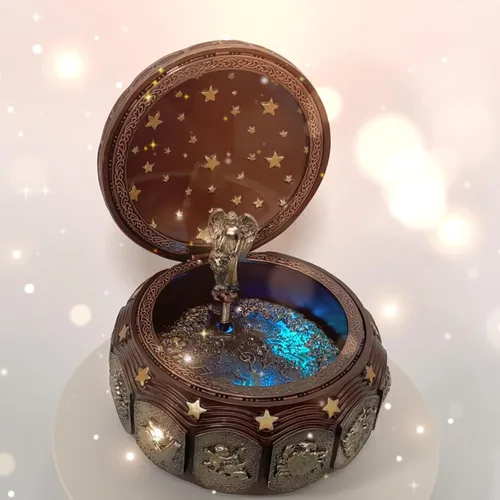 Miniatura 2 de Briskfeel Caja de música con signos del sol y del zodiaco, diosa giratoria, Plays You Are My Sunshine, con movimiento Sankyo de 18 notas, base