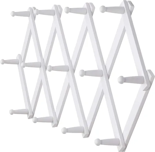 Miniatura 48 de Dseap Acordeón de pared: Perchero de pared expandible de madera de 16" de alto, soporte para sombreros, gancho de acordeón para gorras de béisbol