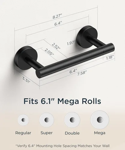 Miniatura 111 de FORIOUS Soporte de pared para papel higiénico, soporte de rollo de papel higiénico de doble poste giratorio de acero inoxidable para baño, Blanco
