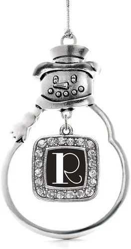 Miniatura 110 de Inspired Silver - Adorno de rodillo de reina - Adorno cuadrado de plata con muñeco de nieve con joyas de circonita cúbica
