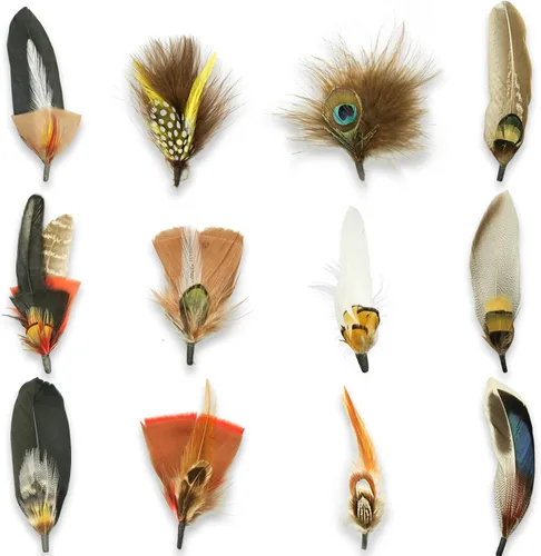 Miniatura 8 de 10 piezas de plumas para sombreros para manualidades, plumas naturales para sombreros, plumas de sombrero de vaquero de colores para hombres
