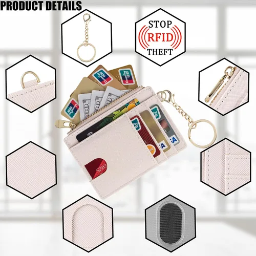 Miniatura 3 de Suweibuke - Billetera delgada de bolsillo, con bloqueo RFID, tarjetero para tarjetas de crédito, mosquetón en D, ventana para identificación