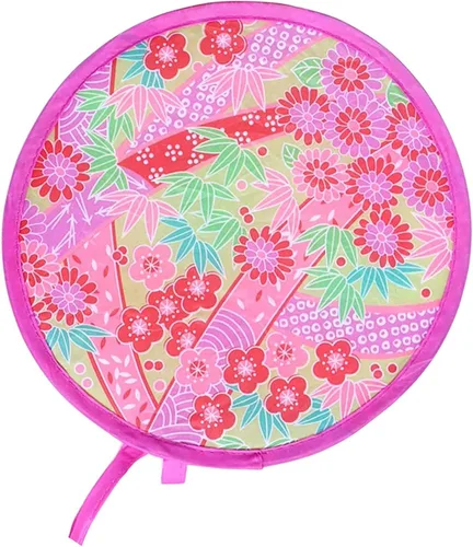 Miniatura 13 de MXY Ventilador plegable estilo japonés de verano redondo plegable de mano, hermoso patrón de decoración de festivales, boda, cumpleaños, decoración
