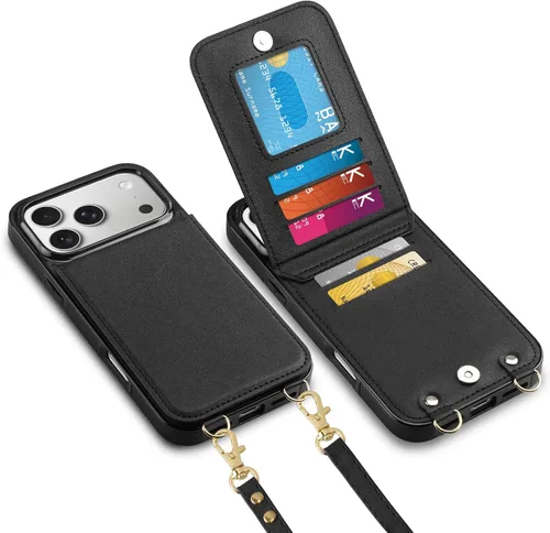 Miniatura 34 de Vofolen Funda para iPhone 11 con tarjetero con bloqueo RFID, correa ajustable, cierre magnético, resistente, a prueba de golpes, funda protectora