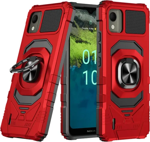 Miniatura 8 de Funda para Nokia C110 con protector de pantalla de vidrio templado (cobertura máxima), protección de cuerpo completo [grado militar], funda BK