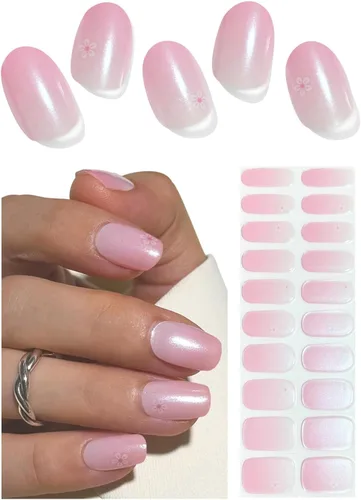 Miniatura 9 de Tiras adhesivas de uñas de gel semicuradas, 20 pegatinas adhesivas UV de color azul cromo, envolturas para manicura casera DIY