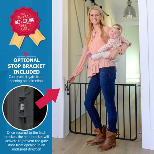 Miniatura 5 de Cardinal Gates MG15 Puerta de bebé con bloqueo automático para escaleras, puerta ajustable para perros para interiores, hecha de aluminio para Negro