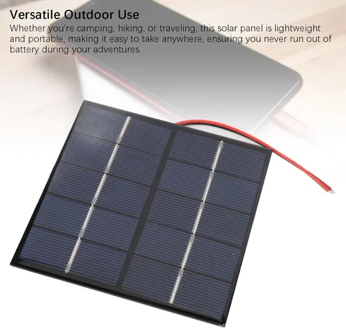 Miniatura 4 de Panel solar de 1.2 W 5 V, cargador solar portátil de polisilicio con cable electrónico, para teléfono, tableta, cámara al aire libre DIY