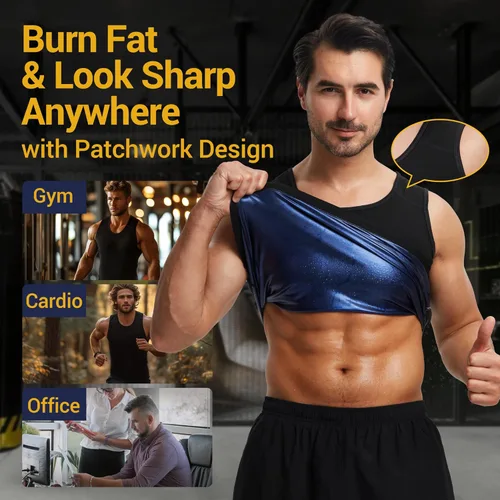 Miniatura 4 de Chaleco de Sudoración para Sauna para Hombre - Entrenador de Cintura de Compresión, Camiseta de Sauna para Entrenamiento en el Gimnasio, Chaleco