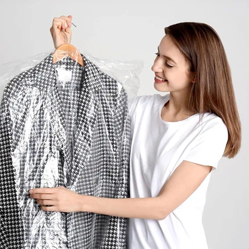 Miniatura 5 de Bolsas de ropa para colgar ropa, 90 bolsas de limpieza en seco, bolsas de limpieza en seco de plástico transparente de 35.4 pulgadas, cubierta