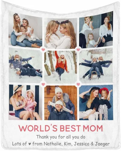Miniatura 33 de InterestPrint Regalos personalizados para mamá, manta personalizada con fotos y fotos familiares, regalos de cumpleaños para el día de la madre