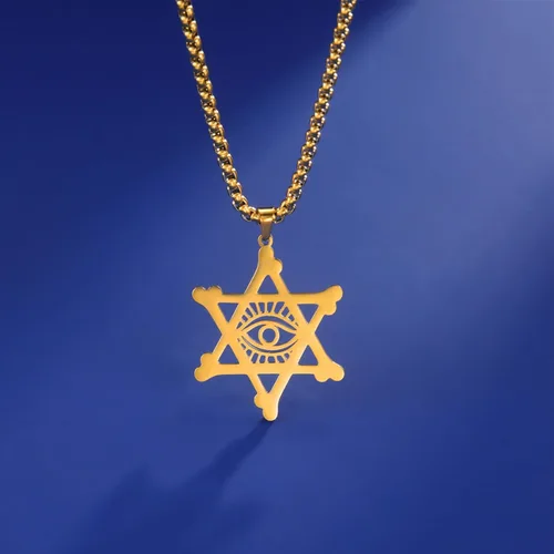 Miniatura 27 de EUEAVAN Collar con dije de estrella de David contra el mal de ojo de seis puntas con dije de estrella de David, hexagrama demoníaco religioso