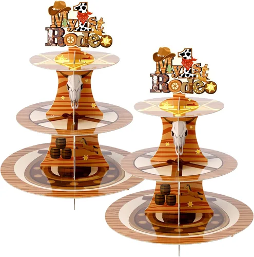 Miniatura 8 de Tioncy Juego de 2 soportes florales de 3 niveles para cupcakes de graduación para 24 cupcakes, decoración de tapa de graduación de cartón