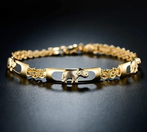 Miniatura 6 de Barzel - Pulseras de elefante chapado en oro de 18 quilates para mujer