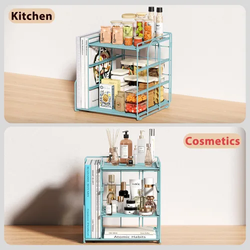 Miniatura 4 de Organizador de archivos de escritorio azul y accesorios, organizador de papel de 4 niveles con soporte para archivos vertical, accesorios de Azul