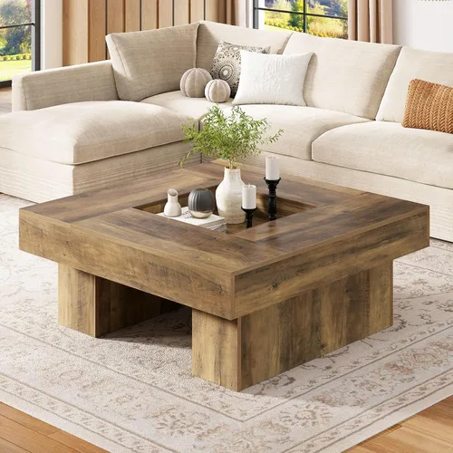 Miniatura 12 de LVB - Mesa de café negra, mesa de sala moderna de madera con LED y almacenamiento, mesa central única de gran tamaño y forma rectangular con luz