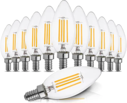 Bombilla LED E12 para candelabro equivalente a 40 W, bombillas de filamento de vela regulables, bombillas decorativas vintage B10 / B11 Edison para
