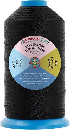 Miniatura 200 de Mandala Crafts - Hilo de nailon para coser cuero, tapicería, mezclilla y para trenzar el pelo; resistente, 1500 yardas, tamaño 69 T70 Marrón