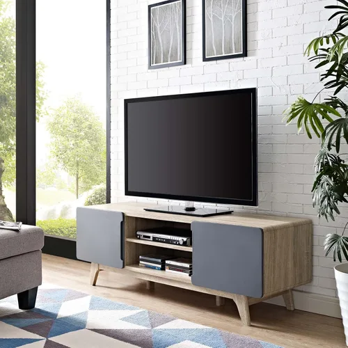 Miniatura 8 de Modway Tread Mid-Century - Mueble moderno para TV de 47 pulgadas, color gris natural