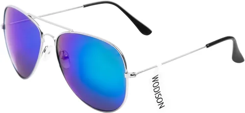 Miniatura 5 de Wodison Gafas de sol clásicas para niños y niñas, lentes de sol reflectantes con marco de metal, marco plateado, lentes azules y verdes, plateado