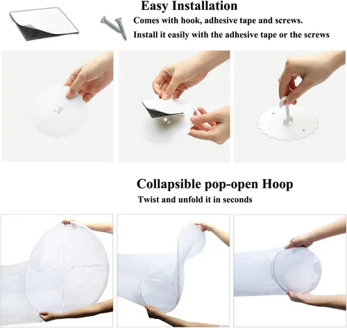 Miniatura 9 de Jolitac Dosel de Cama Mosquitera de Encaje para Camas de Niñas, Tienda de Juego de Princesa Única Doseles de Malla Cúpula Grande de Encaje Cortinas