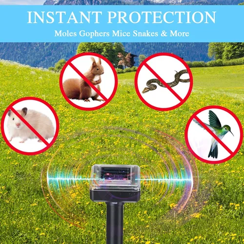 Miniatura 6 de Repelente solar de topos ultrasónico para exteriores, disuasorio de ondas sonoras para césped, jardín, serpientes, topos, topos, marmotas, ratones