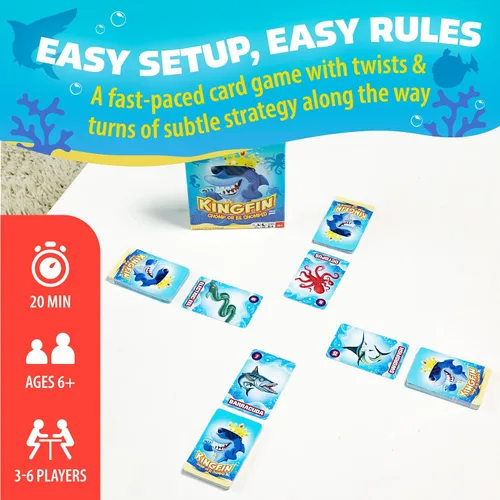 Miniatura 2 de Continuum Games Kingfin Chomped or Be Chomped - Juego de cartas para niños, adolescentes y adultos, de 3 a 6 jugadores, a partir de 6 años