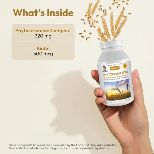 Miniatura 3 de ANDREW LESSMAN Phytoceramides with Biotin 60 Softgels - Crema hidratante interna natural vital de la piel. Mejora naturalmente la piel suave, tersa