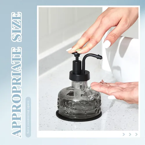 Miniatura 4 de Tioncy Dispensador de jabón antiguo para cocina, baño, encimera, dispensador de bomba de jabón de vidrio, contenedor pequeño rústico recargable