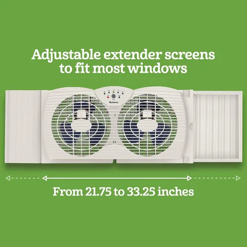 Miniatura 4 de HOLMES Ventilador Digital de Ventana de Doble Aspa con Control de Termostato Programable, Ventiladores Duales de 3 Aspas, 2 Velocidades, Panel
