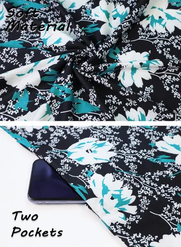 Miniatura 57 de SimpleFun - Vestidos de verano para mujer, camiseta floral, vestido de playa de estilo bohemio, informal, con bolsillos y sin mangas