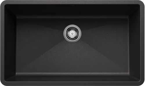 BLANCO, Antracita 440149 PRECIS SILGRANIT Fregadero de cocina de montaje inferior super sencillo, 32" X 19"