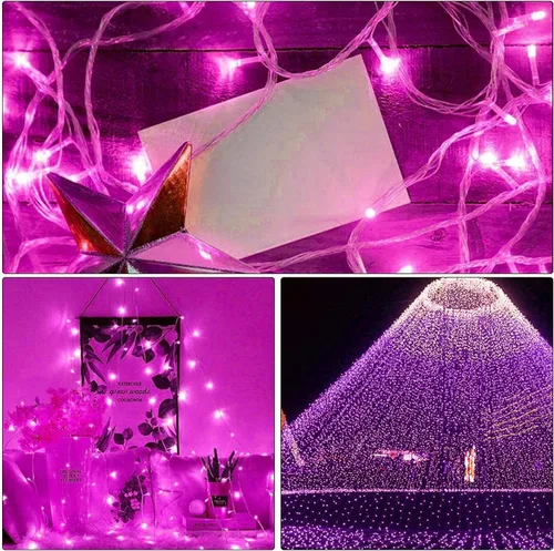 Miniatura 2 de Cadena de luces rosa para exteriores, decoraciones de San Valentín, 8 modos de luces de hadas de Navidad, enchufe para árbol del dormitorio