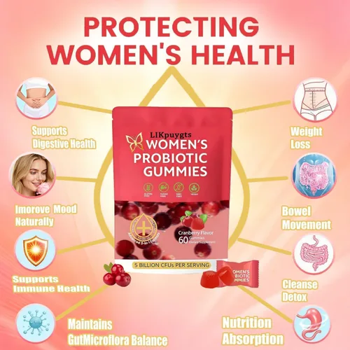 Miniatura 2 de Suplementos nutricionales prebióticos Gomitas probióticas para mujeres y mujeres, probióticos exclusivos con pH equilibrado, control de sabores