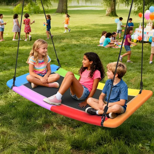 Miniatura 5 de Trekassy Columpio de árbol de plataforma Skycurve de 700 libras y 60 pulgadas para niños y adultos, resistente al desgaste con 2 correas para colgar