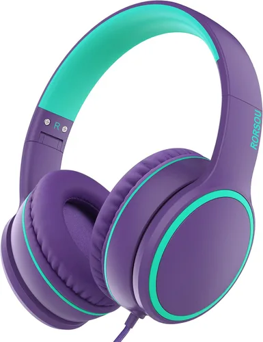 Miniatura 9 de R10 - Auriculares sobre la oreja con micrófono, auriculares de bajos estéreo ligeros y plegables con cable de 1.5M sin enredos, auriculares