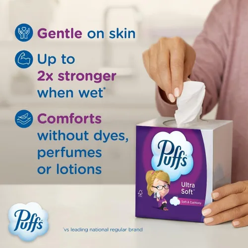 Miniatura 2 de Puffs Pañuelos faciales ultra suaves, 24 cajas familiares, 124 pañuelos por caja