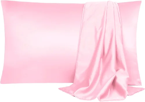 Miniatura 36 de uxcell Paquete de 2 fundas de almohada de satén de seda para cabello y piel, frescas, sedosas, suaves y transpirables, tamaño estándar de 20 x 26
