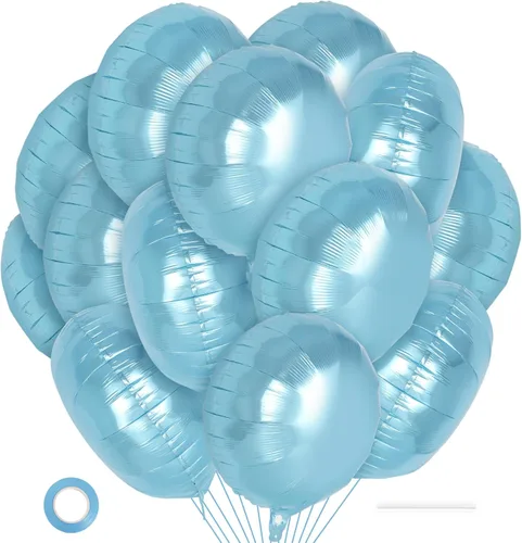 Miniatura 10 de 20 globos redondos negros, globos redondos de aluminio de 18 pulgadas, globos redondos gigantes de helio de Mylar para fiestas de cumpleaños, baby