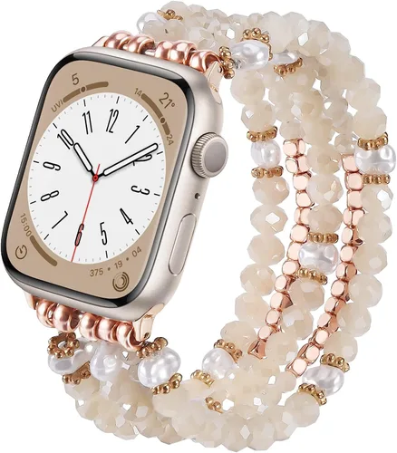 Miniatura 25 de CAGOS Pulsera de cuentas compatible con Apple Watch Series 11/10/9/8/7/6/5/4/3/2/1 SE de 1.496 in 1.575 in 1.614 in 1.654 in 1.732 in 1.772 in 1.811