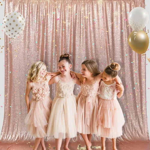 Miniatura 6 de PartyDelight - Cortina de lentejuelas para bodas, fiestas y eventos especiales Oro rosado